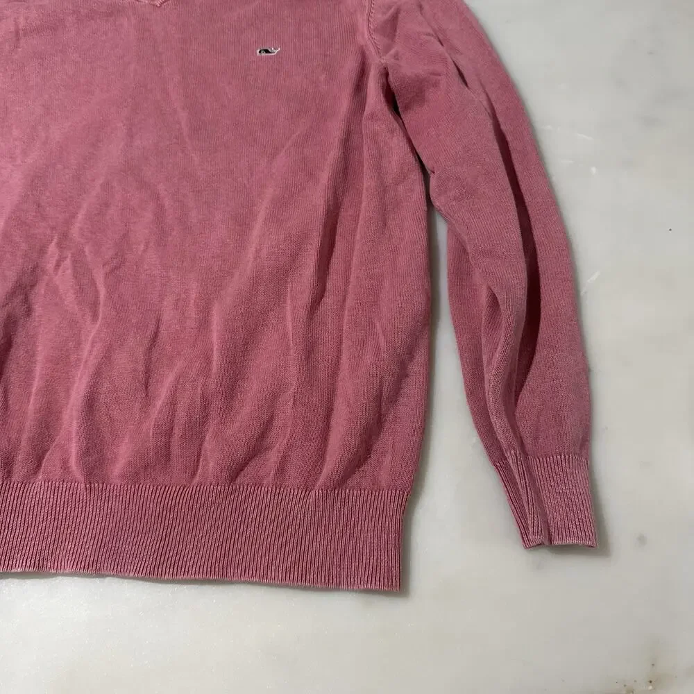 Vineyard Vines Shep & Ian Men L Cashmere Blend Coral Pink Sweater Coastal Casual